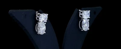 6 Ct Certified White Diamond Lab Grown Silver Earrings Prong Gift For Her 925 - Image 1 of 4