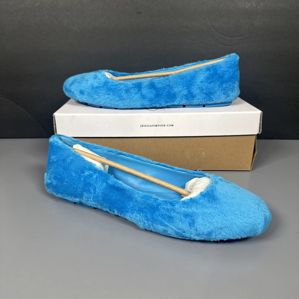 NEW Jessica Simpson Fuzzy Blue Ballet Slippers JS-BRINLEY Women’s Size 11M - Image 1 of 4