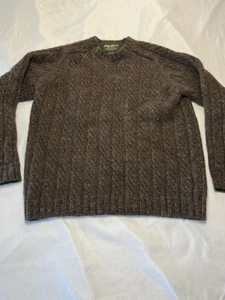 Suéter Eddie Bauer Heritage 100% Lana Tejido con Cable Texturizado Cuello Redondo Marrón - LEER - Imagen 1 de 11