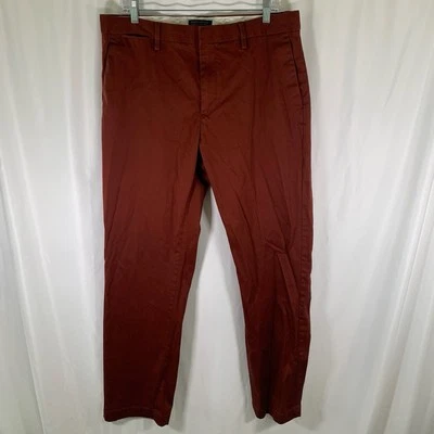 Banana Republic Emerson Straight Fit Pants Men's 35x34 Red Flat Front Cotton Bl - Imagem 1 de 4