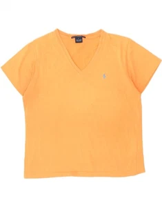 RALPH LAUREN Womens Crop T-Shirt Top UK 14 Large Orange Cotton BE05 - Picture 1 of 3