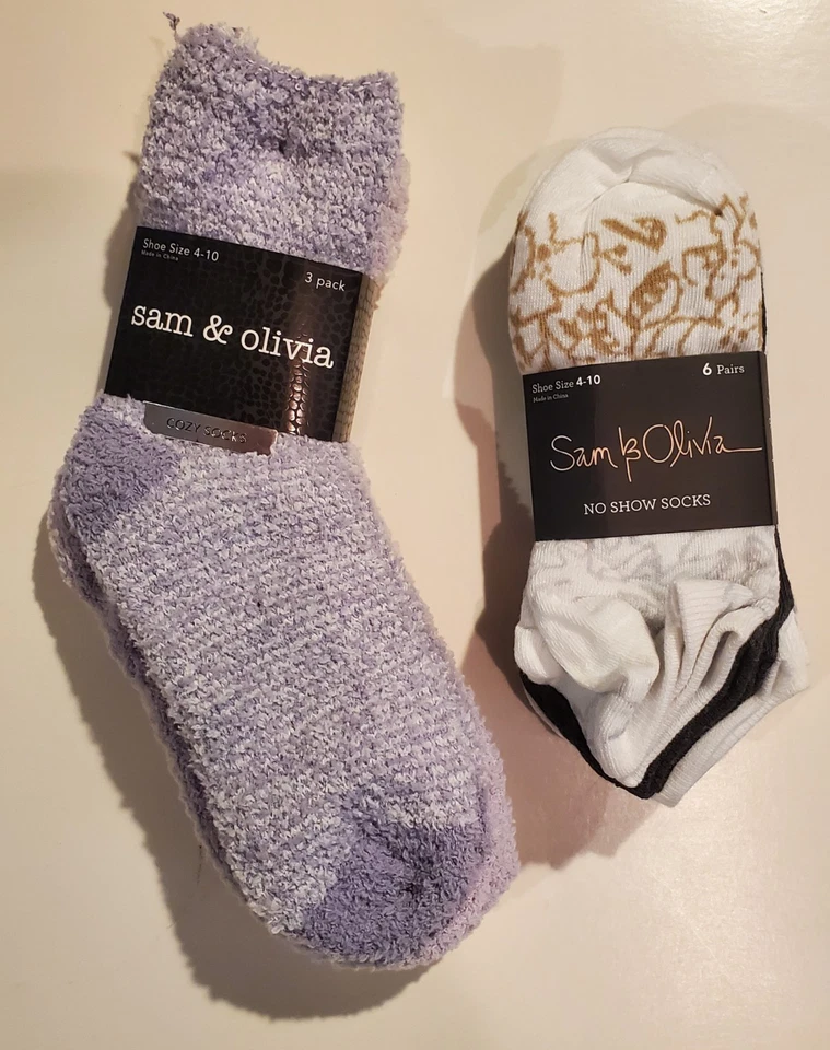 LOTE DE CALCETINES SAM & OLIVIA/2 PAQUETES NO SHOW Y ZAPATOS CÓMODOS TALLA 4-10 (9 PARES EN TOTAL) Foto 1 de 4