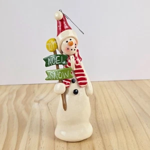 Muñeco de Nieve Cerámica Adorno Colgante Estatuilla Joy Noel Nieve Rojo Sombrero Bufanda - Imagen 1 de 6