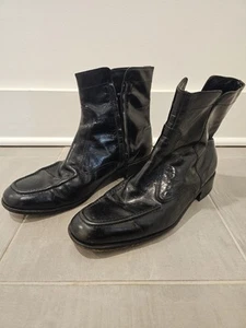Vintage Florsheim Men's 20546 Black Leather Ankle Boots Side Zip Size 9.5 D - Picture 1 of 14