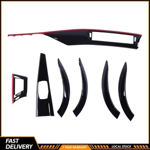 7x M Performance Gloss Black Red Sport Interior Trim LHD FOR BMW F30 F31 F34 - Picture 1 of 14