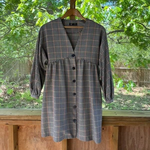 Zara Women's Plaid Button Front Mini Dress Size M - Picture 1 of 8