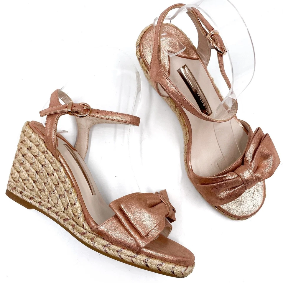 Sophia Webster Bonnie Wedge Espadrille Sandals Metallic Bow Sz 36 / 5.5 - Image 1 of 4