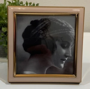 Rachel Zoe NY LA Light Pink Enamel Gold Square Photo Picture Frame 4” X 4” NOS - Picture 1 of 7