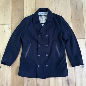 Nigel Cabourn Utility Peacoat Jacket Men’s Medium Black Double Breasted Wool - Picture 1 of 9