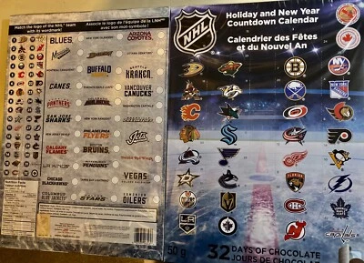 32 DÍAS Vacaciones NHL HOCKEY Chocolate VACACIONES SIN NUECES Adviento Cuenta Regresiva CALENDARIO Foto 1 de 4
