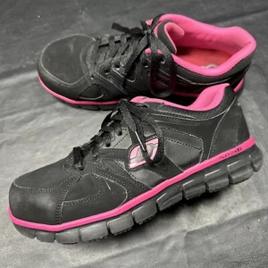 Skechers Damen-Sicherheitsschuhe leichte Legierung schwarz/pink Arbeit Größe 8 – 520 - Bild 1 von 20
