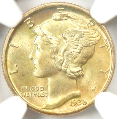 1938 Mercury Dime 10C Coin - Certified NGC MS68 FB - $5,850 NGC Value! - Image 1 of 4
