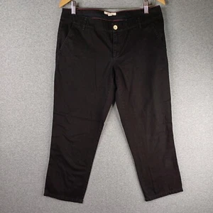 Esprit Pants Womens Size 10 Black Capri Low Rise Pink Stitching Pockets - Picture 1 of 12
