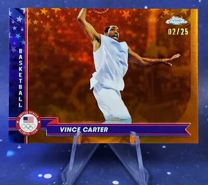 Vince Carter /25 2024 Topps Chrome Olympic Team USA basket arancione rifrattore - Foto 1 di 13