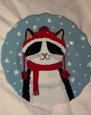 One 222 Fifth Warm and Fuzzy Invierno Navidad Porcelana Plato de Ensalada Foto 1 de 3