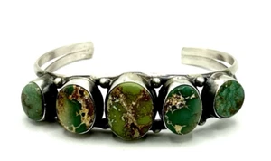 Navajo Native ๐บ๐ธ Handmade Sterling Silver Royston Turq Bracelet-Timothy Yazzie - Picture 1 of 10