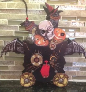 Bethany Lowe Halloween Steampunk schwarze Katze mit Fledermausflügeln Behälter -- nicht mehr produziert - Bild 1 von 10
