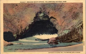 Vintage Linen Yellowstone Postcard Dragons Mouth Spring Wyoming WY Haynes 22367 - Picture 1 of 3