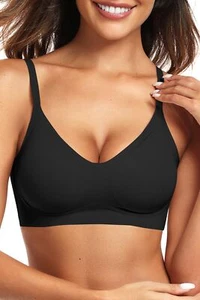 Womens Wireless Seamless Bra Comfort Push Up Bralette Full Coverage Black Large - Picture 1 of 6