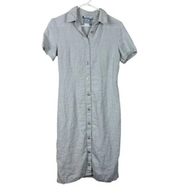 VTG Bicé by Sag Harbor 100% Linen Button Down Dress Sz S Coastal Resort - Image 1 of 4