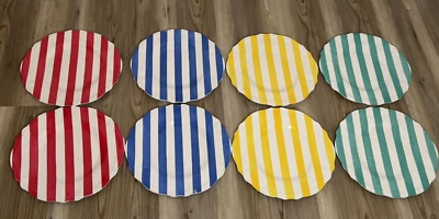 "Juego de 8 platos de cena de melamina de 11"" Jia Wei Lifestyle rojo agua azul amarillo rayas" Foto 1 de 4