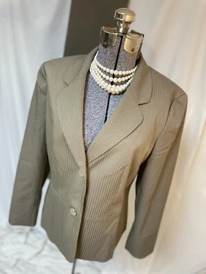 NUEVO Traje Pantalón Le Suit Talla 14 38X29.5 Beige Texturizado Rayas Carrera Ejecutivo Foto 1 de 4