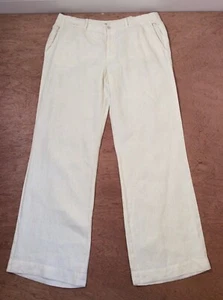 Lauren Ralph Lauren Pants Womens 12 100% LINEN 36x32 Buttonfly Pockets WIDE LEG - Picture 1 of 10