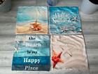 BEACH THEME 4 PACK CUSHION COVERS..SPRING/SUMMER DESIGN..BRAND NEW.45 x 45