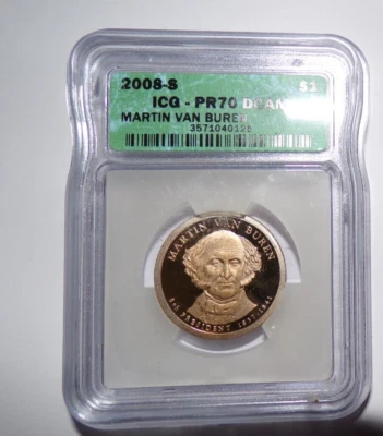 2008-S MARTIN VAN BUREN PRESIDENTIAL DOLLAR  PR70 DCAM ICG PROOF COIN - Image 1 of 2