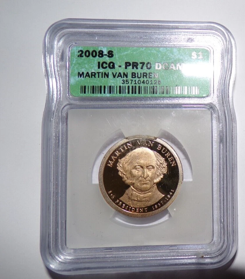 2008-S MARTIN VAN BUREN PRESIDENTIAL DOLLAR  PR70 DCAM ICG PROOF COIN - Image 1 of 2