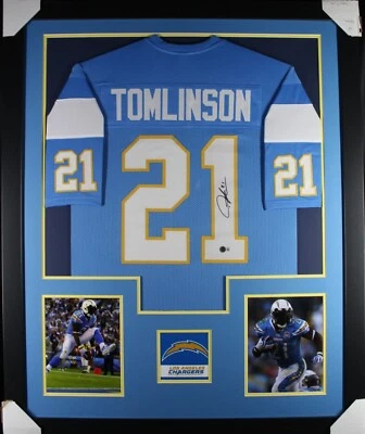 LADAINIAN TOMLINSON (Chargers TOWER) Signed Autographed Framed Jersey Beckett - Image 1 of 2