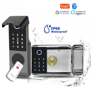 Waterproof Smart Lock Wifi Double Side Fingerprint Lock Gate Electronic Rim Lock - Picture 1 of 30