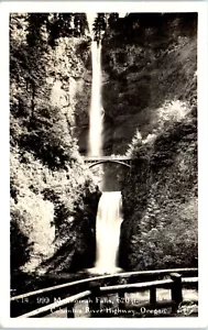 Cartolina Mahnomah Falls 620 piedi Columbia River Highway, Oregon RPPC - Foto 1 di 2