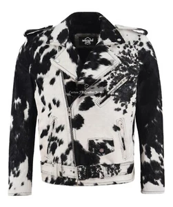 Giacca pelle uomo stile Brando biker capelli su pelle di mucca giacca moda classica - Foto 1 di 7