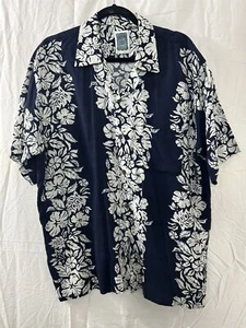 Genuine Ocean Current Vintage Original Hawaiian Shirt 100% Rayon Black & White L - Picture 1 of 8