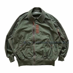 Abrigos militares de algodón 25SS KOLOR solapa verde sueltos MA-1 chaquetas de bombardero para hombre - Imagen 1 de 10
