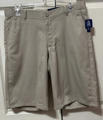 Shorts uniforme escolar IZOD masculino cáqui frente plana costura interna 11” novo com etiquetas tamanho 18 Husky - Imagem 1 de 4