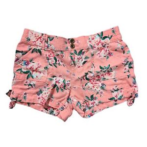 Mudd Girls Shorts Pink Floral Linen Blend Summer Shorts Youth Size 14