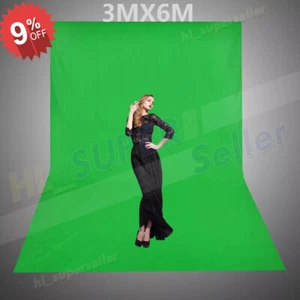 3MX6M Green Screen Photo Muslin Backdrop Collapsible Studio Seamless Background - Picture 1 of 12