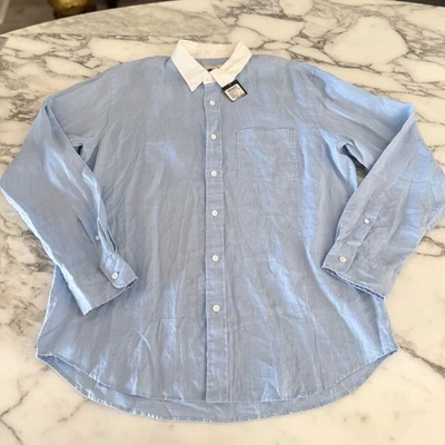 Club Monaco  Shirt Blue 100% Linen  Sz XL  NWT - Image 1 of 4