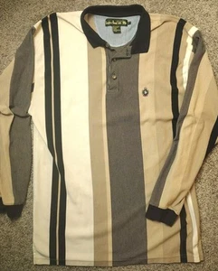 Vintage 90s Mens Henley Shirt Size L Color Block Stripes Retro Dad Streetwear - Picture 1 of 10