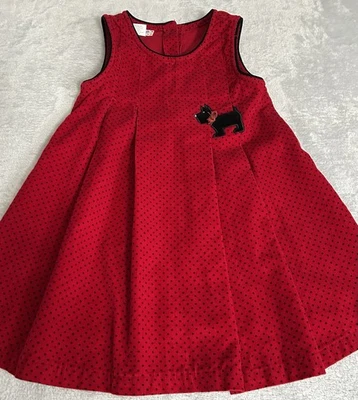 Vestido Jersey De Colección Samara Scotty Perro Niñas Talla 5 Rojo Pana Punto Vacaciones Navidad Foto 1 de 4