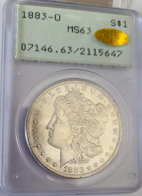 1883-O Morgan Silver Dollar "Rattler GOLD CAC" / S$1 / PCGS MS63 **GOLD CAC** - Image 1 of 4