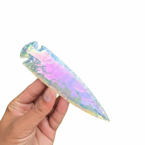 AAA Unique Opalite Angel Aura Coated Arrowhead 3-6" Handmade Crystal Spear Point - Picture 1 of 7