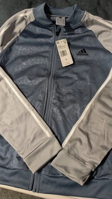 New with tags - Adidas Floral Embossed Track Jacket - Women's M - Lt Blue/White - Image 1 of 4