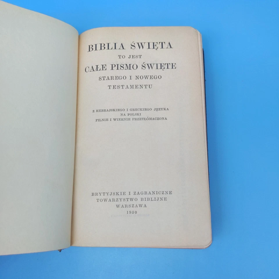 Vintage Polish Bible Biblia Swieta Cale Pismo 1950 Warsaw Oxford University - Image 1 of 4