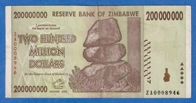 ZIMBABWE 200 MILLION 2008 P-81 CIRCULATED REPLACEMENT NOTE ZA0008946 - Image 1 of 3