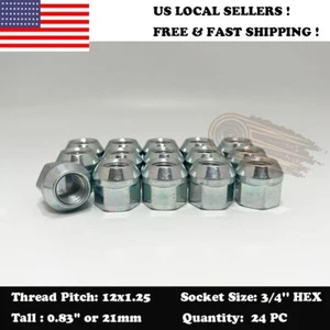24PC 12X1.25 CHROME OPEN END ACORN LUG NUTS FIT NISSAN INFINITI SUBARU AND MORE - Picture 1 of 4