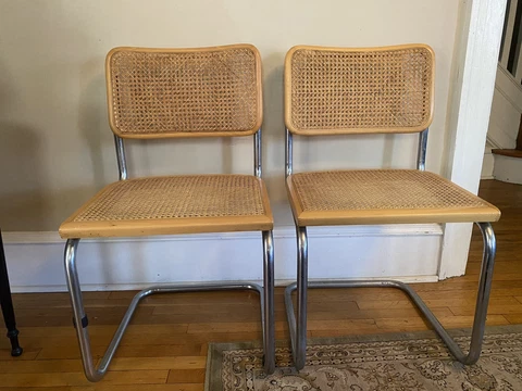 Vtg Original Italian Cesca Side Chairs B32 Marcel Breuer Bauhaus Pair MCM Cane Cover