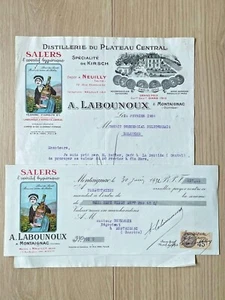 Ancienne Facture Distillerie Salers Alcool Labounoux Montaignac - Picture 1 of 2